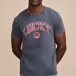Lucky Brand Lucky Clover Logo T-Shirt Faded Dress Blues Men's XL